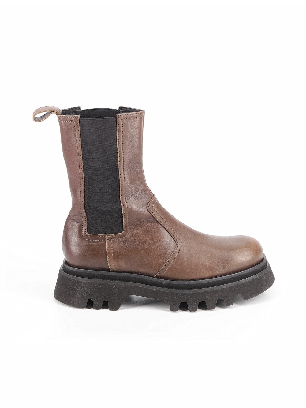 Zara Brown Leather Chelsea Lug Ankle Boots